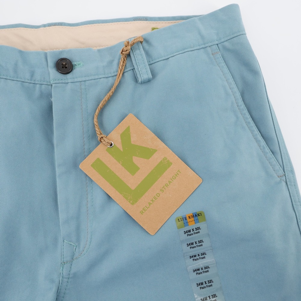 NEW Haggar Life Khaki Relaxed Straight Chino Pants Blue Mens 34x32